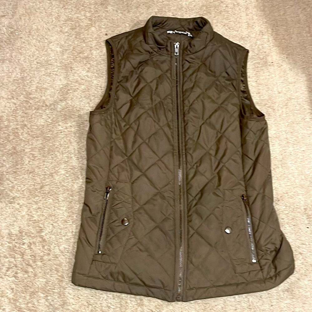 Women's green/brown Quilted Vest S